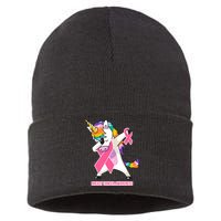 inspirational Breast Cancer Awareness Unicorn Sustainable Knit Beanie