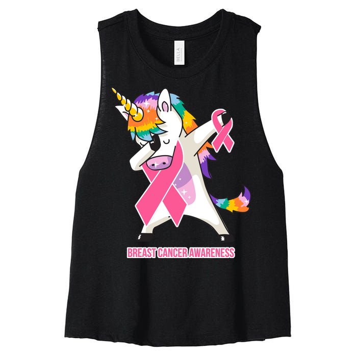 inspirational Breast Cancer Awareness Unicorn Women's Racerback Cropped Tank