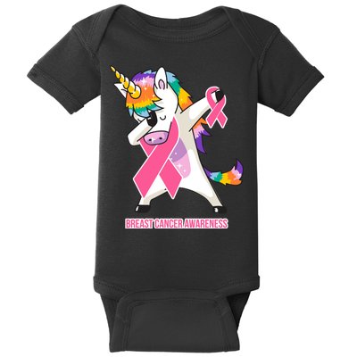 inspirational Breast Cancer Awareness Unicorn Baby Bodysuit