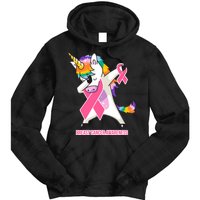 inspirational Breast Cancer Awareness Unicorn Tie Dye Hoodie