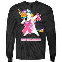 inspirational Breast Cancer Awareness Unicorn Tie-Dye Long Sleeve Shirt