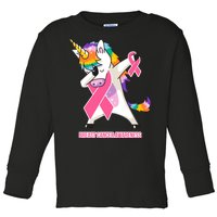 inspirational Breast Cancer Awareness Unicorn Toddler Long Sleeve Shirt