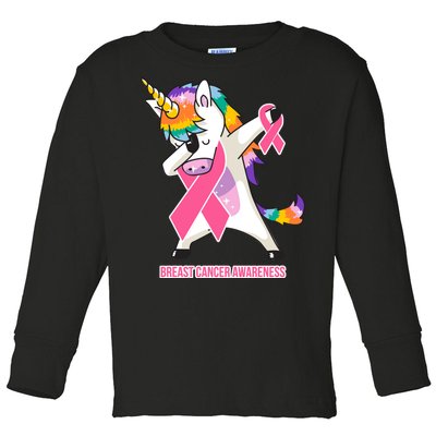 inspirational Breast Cancer Awareness Unicorn Toddler Long Sleeve Shirt