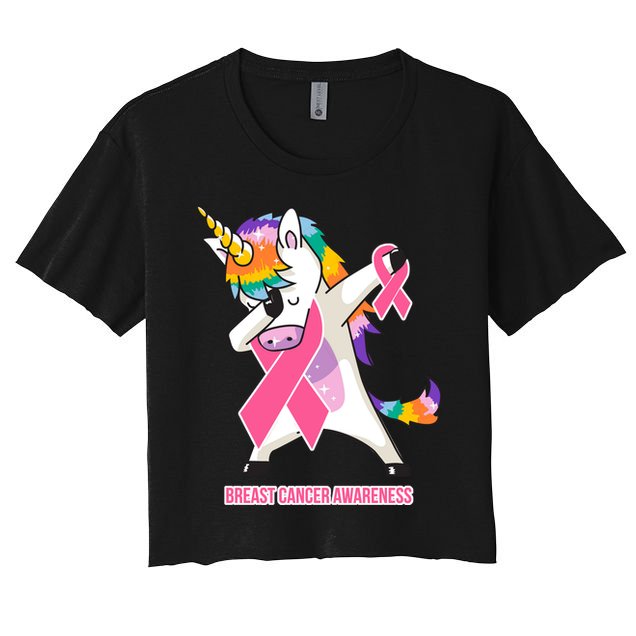 inspirational Breast Cancer Awareness Unicorn Crop Top