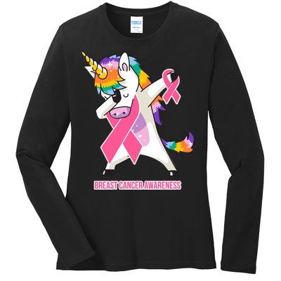 inspirational Breast Cancer Awareness Unicorn Ladies Long Sleeve Shirt