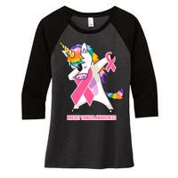 inspirational Breast Cancer Awareness Unicorn Women's Tri-Blend 3/4-Sleeve Raglan Shirt