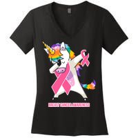 inspirational Breast Cancer Awareness Unicorn Women's V-Neck T-Shirt