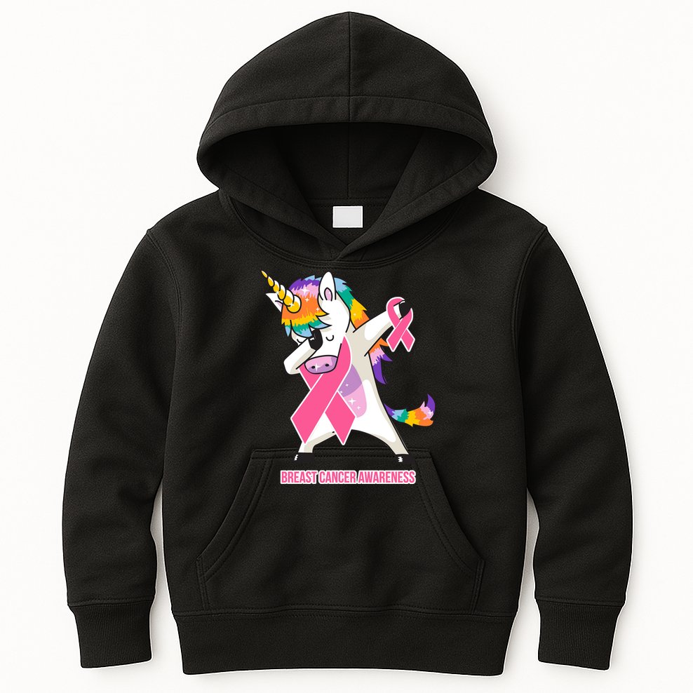 inspirational Breast Cancer Awareness Unicorn Kids Hoodie