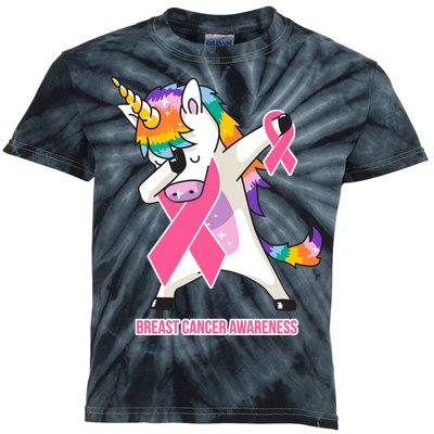 inspirational Breast Cancer Awareness Unicorn Kids Tie-Dye T-Shirt