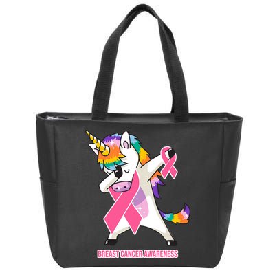 inspirational Breast Cancer Awareness Unicorn Zip Tote Bag