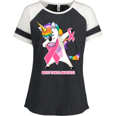 inspirational Breast Cancer Awareness Unicorn Enza Ladies Jersey Colorblock Tee