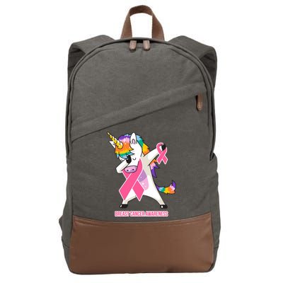 inspirational Breast Cancer Awareness Unicorn Cotton Canvas Backpack