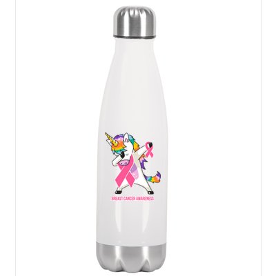 inspirational Breast Cancer Awareness Unicorn Stainless Steel Insulated Water Bottle