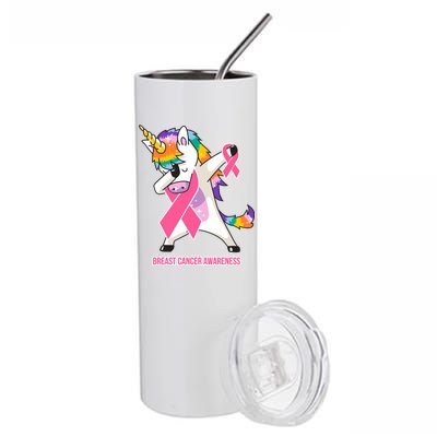 inspirational Breast Cancer Awareness Unicorn Stainless Steel Tumbler