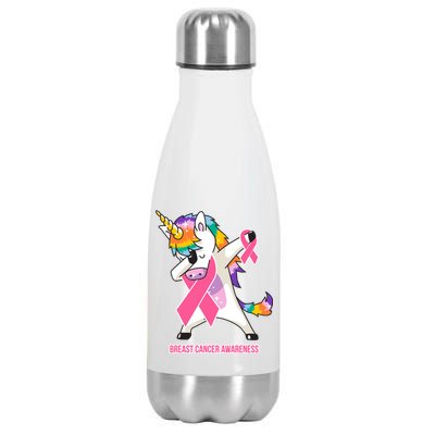 inspirational Breast Cancer Awareness Unicorn Stainless Steel Insulated Water Bottle