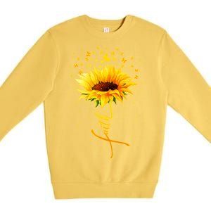 Inspirational Faith Sunflower & Butterflies Premium Crewneck Sweatshirt