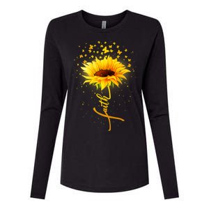 Inspirational Faith Sunflower & Butterflies Womens Cotton Relaxed Long Sleeve T-Shirt