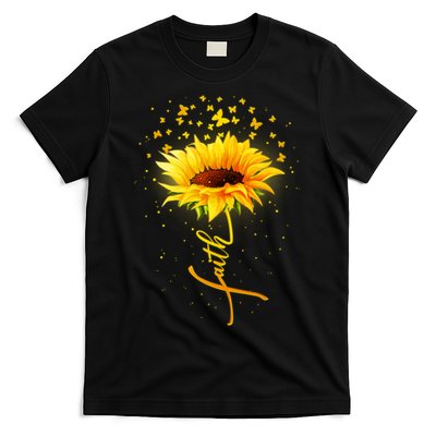 Inspirational Faith Sunflower & Butterflies T-Shirt