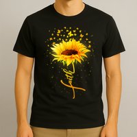 Inspirational Faith Sunflower & Butterflies T-Shirt