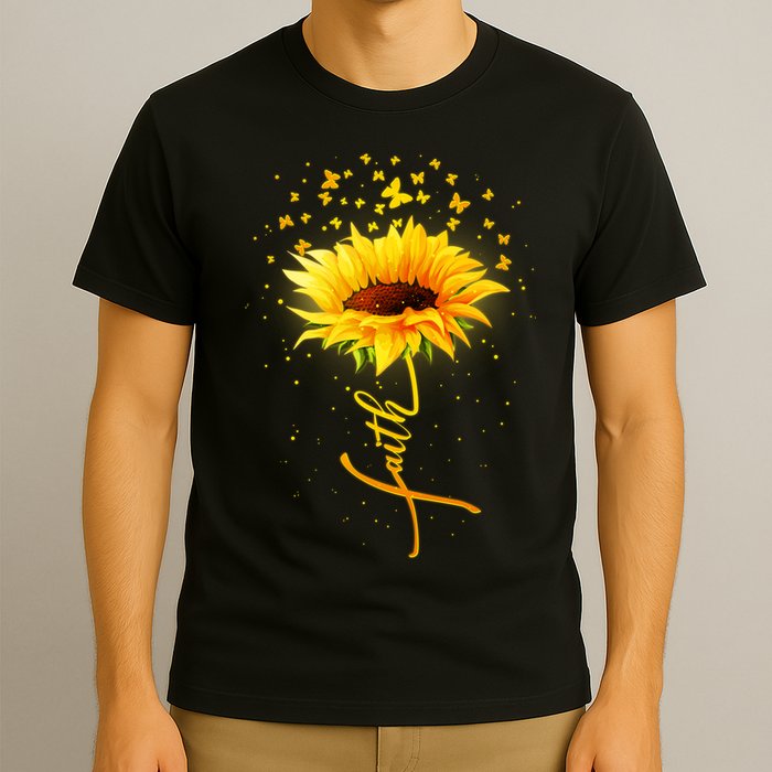 Inspirational Faith Sunflower & Butterflies T-Shirt