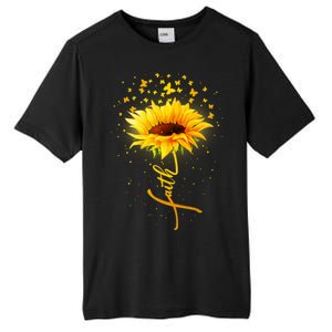 Inspirational Faith Sunflower & Butterflies Tall Fusion ChromaSoft Performance T-Shirt