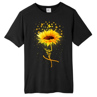 Inspirational Faith Sunflower & Butterflies Tall Fusion ChromaSoft Performance T-Shirt