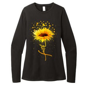 Inspirational Faith Sunflower & Butterflies Womens CVC Long Sleeve Shirt