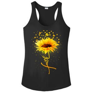 Inspirational Faith Sunflower & Butterflies Ladies PosiCharge Competitor Racerback Tank