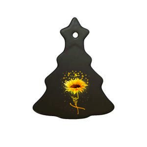 Inspirational Faith Sunflower & Butterflies Ceramic Tree Ornament