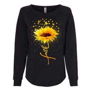 Inspirational Faith Sunflower & Butterflies Womens California Wash Sweatshirt