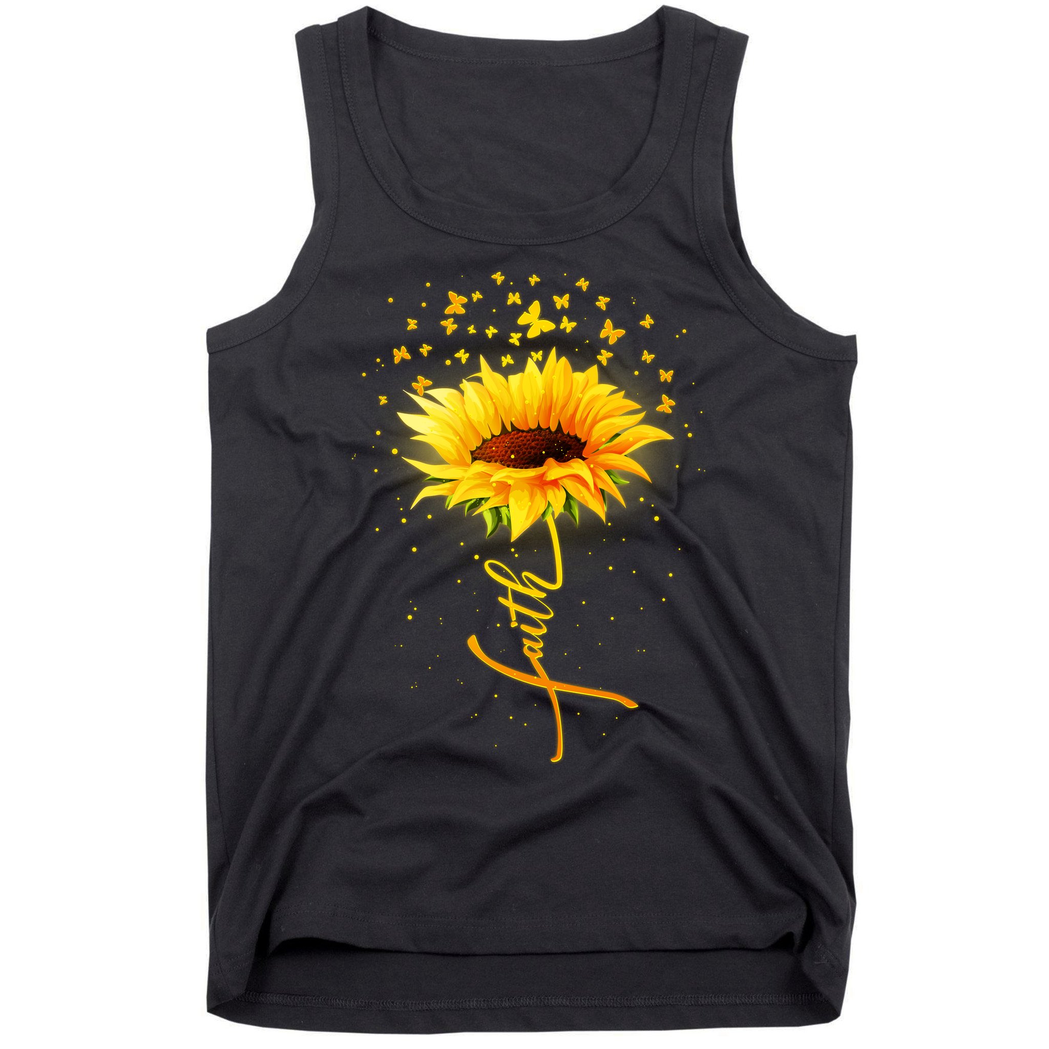 Inspirational Faith Sunflower & Butterflies Tank Top