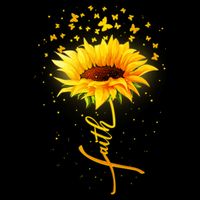 Inspirational Faith Sunflower & Butterflies Ladies Long Sleeve Shirt