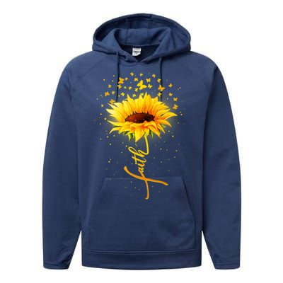 Inspirational Faith Sunflower & Butterflies Performance Fleece Hoodie