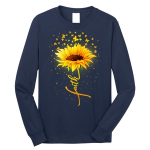 Inspirational Faith Sunflower & Butterflies Long Sleeve Shirt