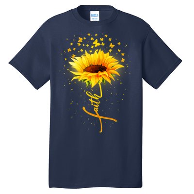 Inspirational Faith Sunflower & Butterflies Tall T-Shirt