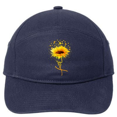 Inspirational Faith Sunflower & Butterflies 7-Panel Snapback Hat