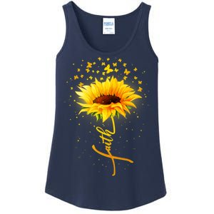 Inspirational Faith Sunflower & Butterflies Ladies Essential Tank