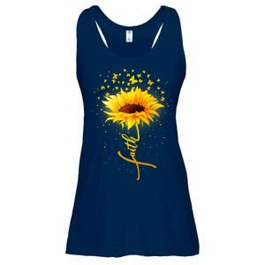 Inspirational Faith Sunflower & Butterflies Ladies Essential Flowy Tank