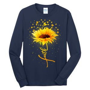 Inspirational Faith Sunflower & Butterflies Tall Long Sleeve T-Shirt