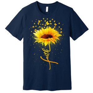 Inspirational Faith Sunflower & Butterflies Premium T-Shirt