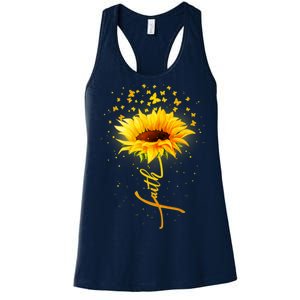 Inspirational Faith Sunflower & Butterflies Women's Racerback Tank