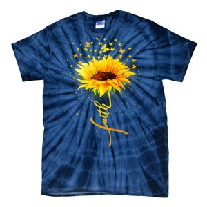 Inspirational Faith Sunflower & Butterflies Tie-Dye T-Shirt