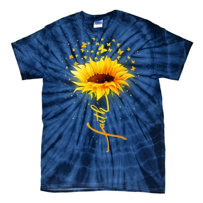 Inspirational Faith Sunflower & Butterflies Tie-Dye T-Shirt