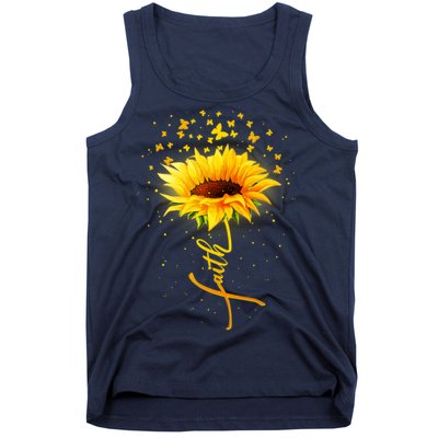 Inspirational Faith Sunflower & Butterflies Tank Top