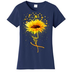 Inspirational Faith Sunflower & Butterflies Women's T-Shirt