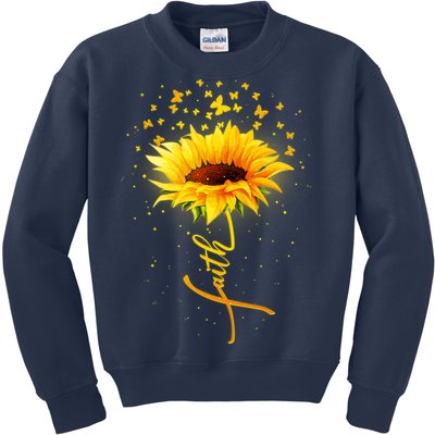 Inspirational Faith Sunflower & Butterflies Kids Sweatshirt