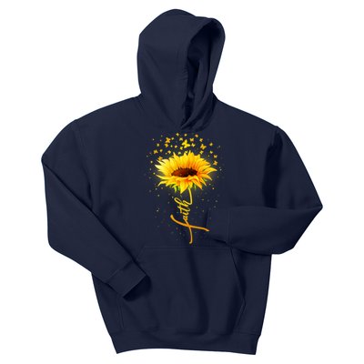 Inspirational Faith Sunflower & Butterflies Kids Hoodie