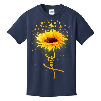 Inspirational Faith Sunflower & Butterflies Kids T-Shirt