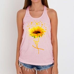 Inspirational Faith Sunflower & Butterflies Women's Knotted Racerback Tank