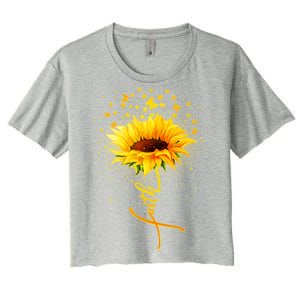 Inspirational Faith Sunflower & Butterflies Women's Crop Top Tee